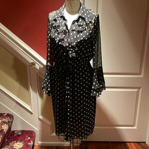 Black and cream dotted Teri Jon dress